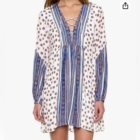 Free People Rain or Shine lace-up Swing Dress - Picture 4 of 5